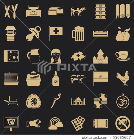 Cow icons set, simple style Cow icons set, simple style 55085607