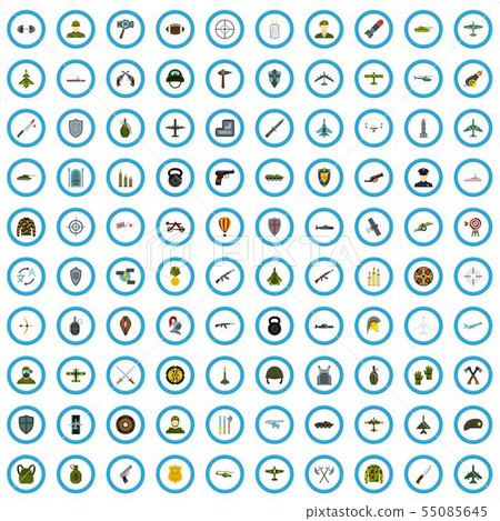 100 officer icons set, flat style 55085645