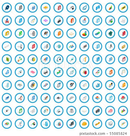 100 office document icons set, isometric 3d style 55085824