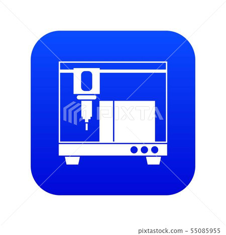 3D printer icon digital blue 3D printer icon digital blue 55085955