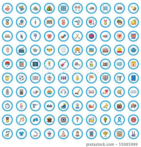 100 philanthropy icons set, cartoon style 55085999