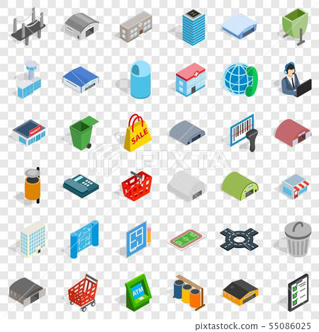 Town icons set, isometric style 55086025