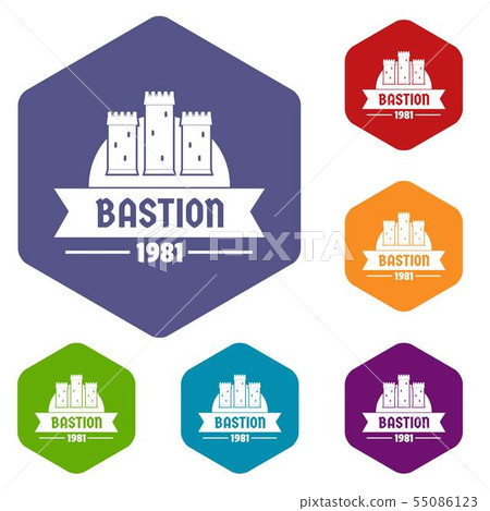 Kingdom bastion icons vector hexahedron Kingdom bastion icons vector hexahedron 55086123