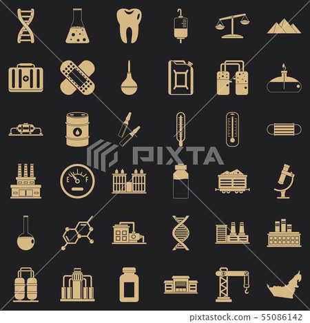 Chemical molecule icons set, simple style 55086142