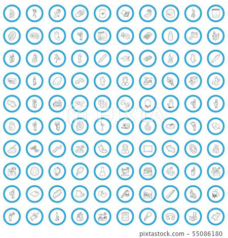 100 physical sciences icons set, outline style 100 physical sciences icons set, outline style 55086180