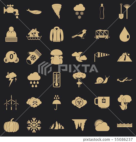 Winter cloud icons set, simple style Winter cloud icons set, simple style 55086237
