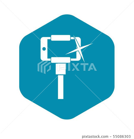 Taking pictures on smartphone on selfie stick icon 55086303