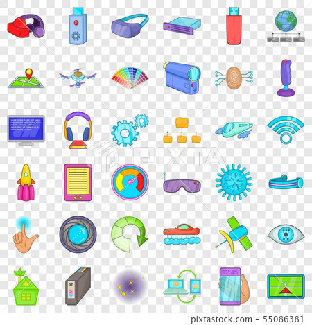 Media technology icons set, cartoon style 55086381