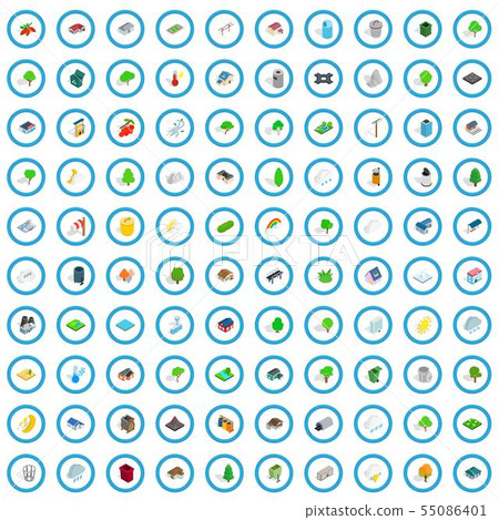 100 park icons set, isometric 3d style 100 park icons set, isometric 3d style 55086401