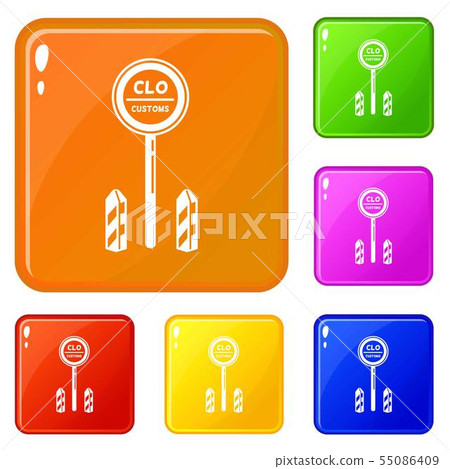 Custom border sign icons set vector color - Stock Illustration ...