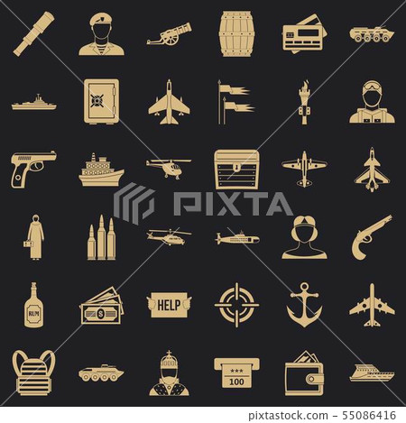 Combat tank icons set, simple style Combat tank icons set, simple style 55086416