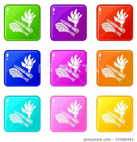 Green food plant icons set 9 color collection Green food plant icons set 9 color collection 55086441