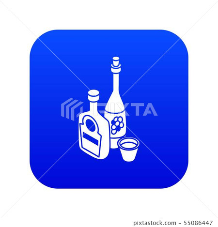 Wine, whiskey bottle icon blue vector Wine, whiskey bottle icon blue vector 55086447