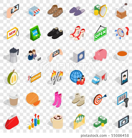Woman fing icons set, isometric style Woman fing icons set, isometric style 55086458