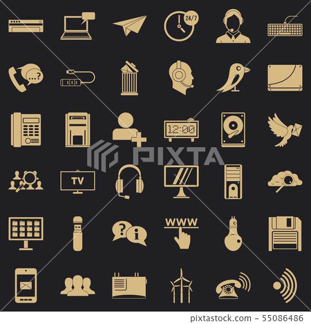 Global communication icons set, simple style Global communication icons set, simple style 55086486
