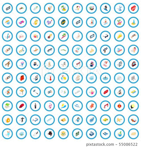 100 party icons set, isometric 3d style 100 party icons set, isometric 3d style 55086522