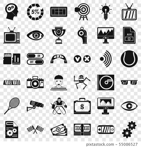 Video format icons set, simple style 55086527