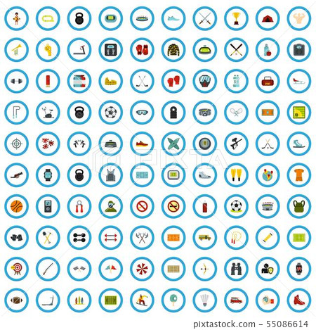 100 play area icons set, flat style 100 play area icons set, flat style 55086614