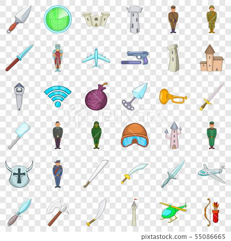 Big war icons set, cartoon style 55086665