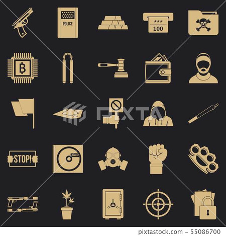 Misdemeanor icons set, simple style Misdemeanor icons set, simple style 55086700