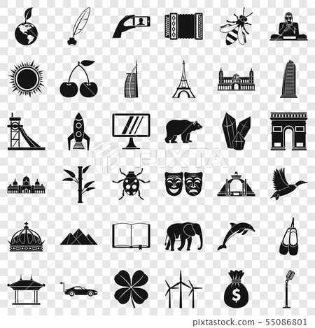 Different world icons set, simple style Different world icons set, simple style 55086801