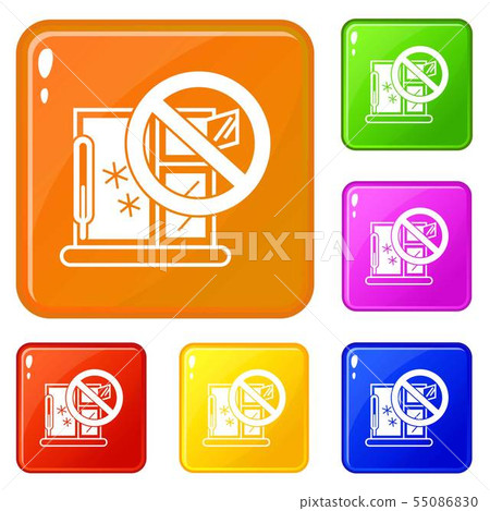 Winter window icons set vector color 55086830