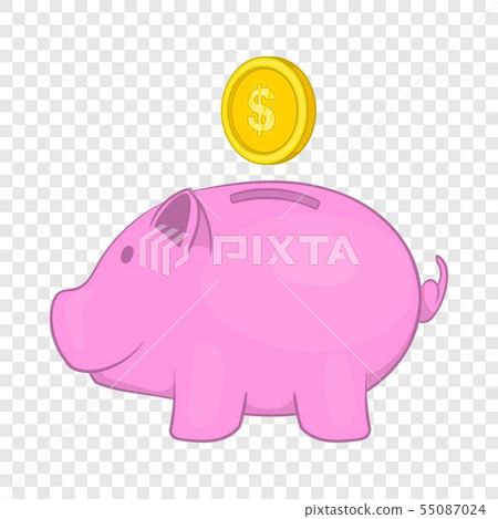 Pink pig money box icon, cartoon style 55087024