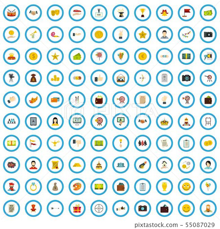100 premium icons set, flat style 100 premium icons set, flat style 55087029