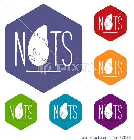 Eating nut icons vector hexahedron Eating nut icons vector hexahedron 55087030