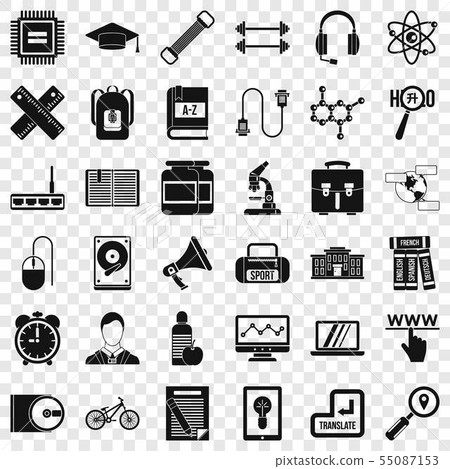 Seminar icons set, simple style Seminar icons set, simple style 55087153