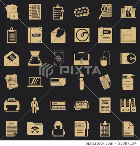 Working document icons set, simple style Working document icons set, simple style 55087154