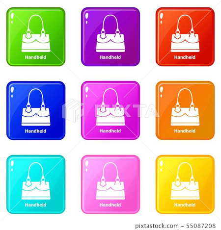 Handheld bag icons set 9 color collection Handheld bag icons set 9 color collection 55087208