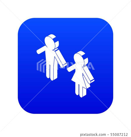 Female and male to market icon blue vector 55087212