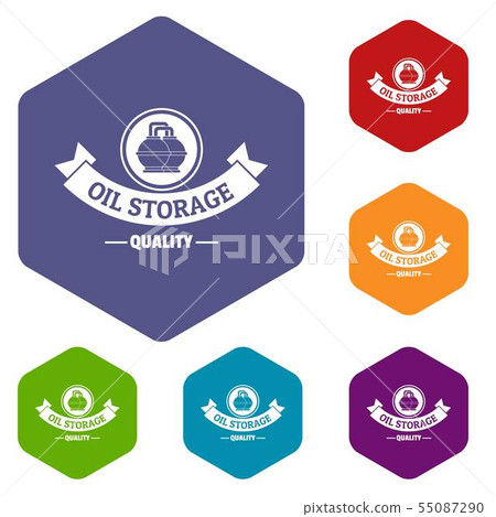 Oil storage icons vector hexahedron Oil storage icons vector hexahedron 55087290