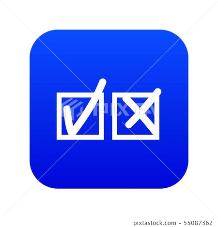 Checkmark to accept and refusal icon digital blue 55087362
