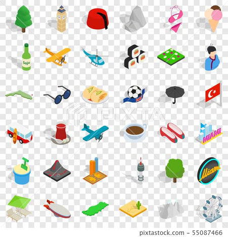 Good landmark icons set, isometric style Good landmark icons set, isometric style 55087466