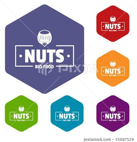 Nut food icons vector hexahedron Nut food icons vector hexahedron 55087529
