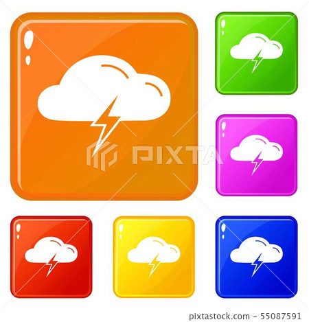 Light bolt battery icons set vector color Light bolt battery icons set vector color 55087591