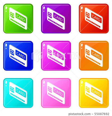 Credit card icons set 9 color collection Credit card icons set 9 color collection 55087692