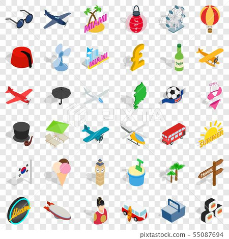 Big travel icons set, isometric style Big travel icons set, isometric style 55087694