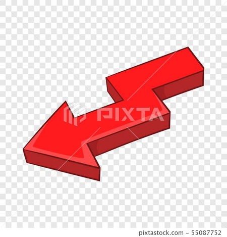 Red broken arrow icon, cartoon style 55087752