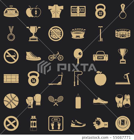 Boxing sport icons set, simple style Boxing sport icons set, simple style 55087771