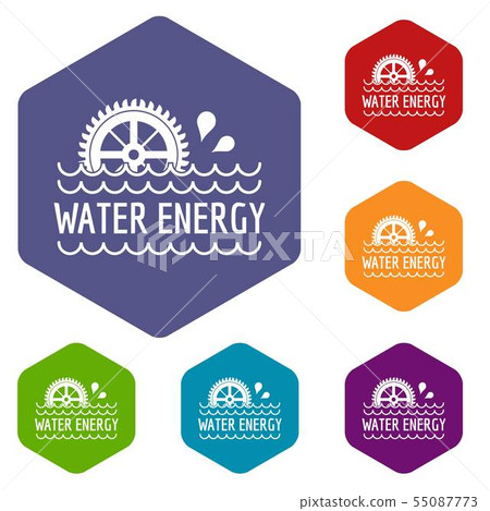 Water energy icons vector hexahedron 55087773