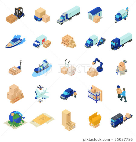 Postal icons set, isometric style 55087786
