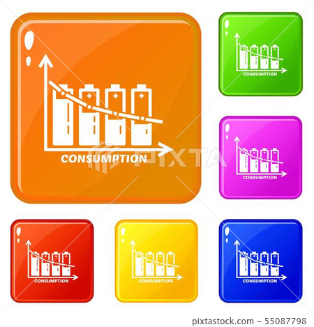 Energy battery consumption icons set vector color Energy battery consumption icons set vector color 55087798