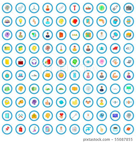 100 professional support icons set, cartoon style 55087855