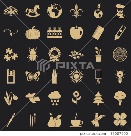 Eco decoration icons set, simple style 55087990