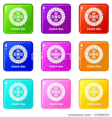 Clutch disc icons set 9 color collection Clutch disc icons set 9 color collection 55088014