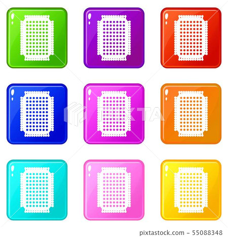 Foot sponge icons set 9 color collection 55088348