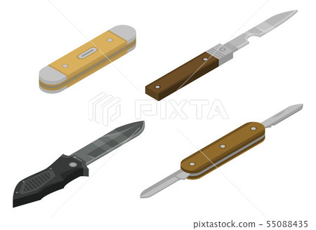 Penknife icons set, isometric style Penknife icons set, isometric style 55088435